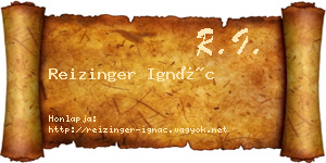 Reizinger Ignác névjegykártya